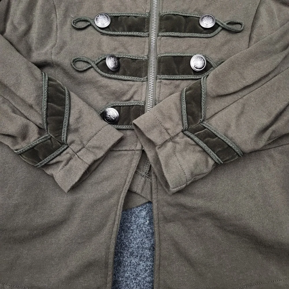 Torrid Women's Plus 1X Embellished Zip Front Military Jacket Olive Green Boho - Picture 2 of 11